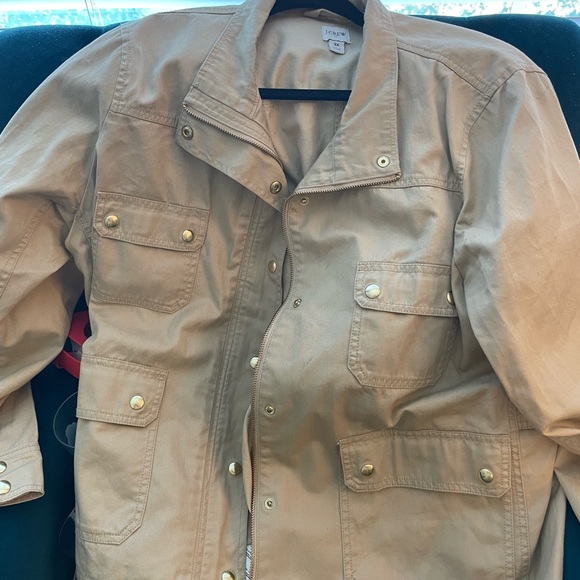 J.Crew women’s snap front khaki twill jacket 3x. Would fit a 2x-3x! - Picture 2 of 7